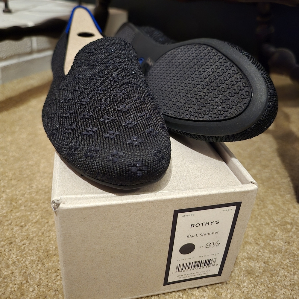 NIB Rothy's Black Shimmer Loafer Size 8.5